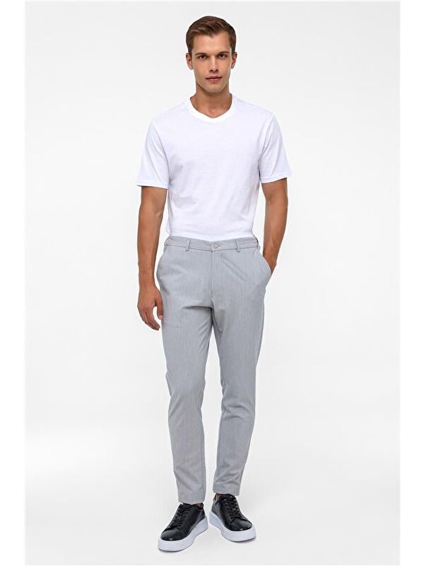 Süvari Gri Slim Düz Jogger Pantolon