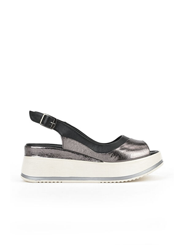 Kadın Hakiki Deri Dolgu Topuk Sandalet 151992Z50020 Siyah - Görsel 2