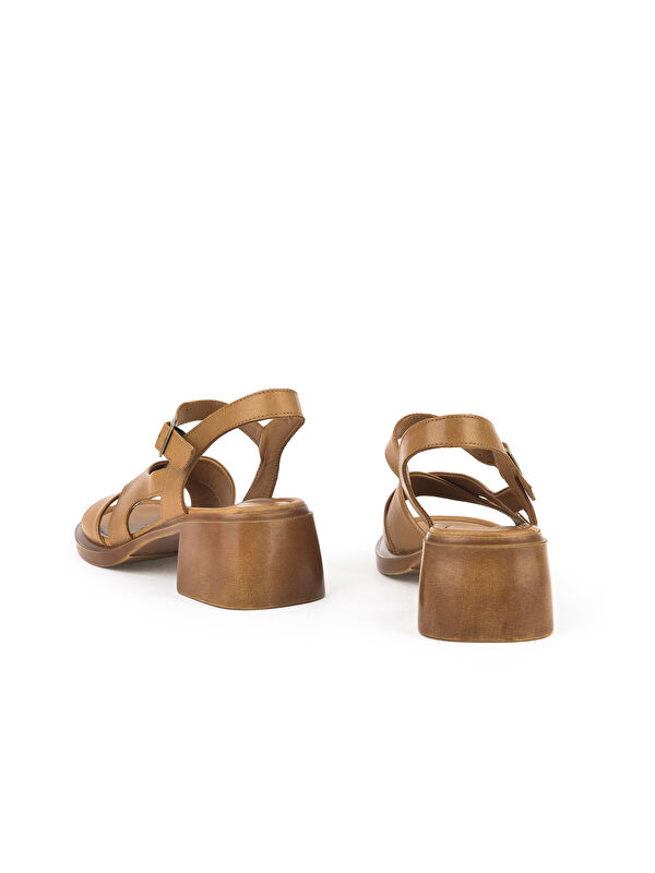 Kadın Hakiki Deri Topuklu Sandalet 151992Z8002 Taba - Görsel 4