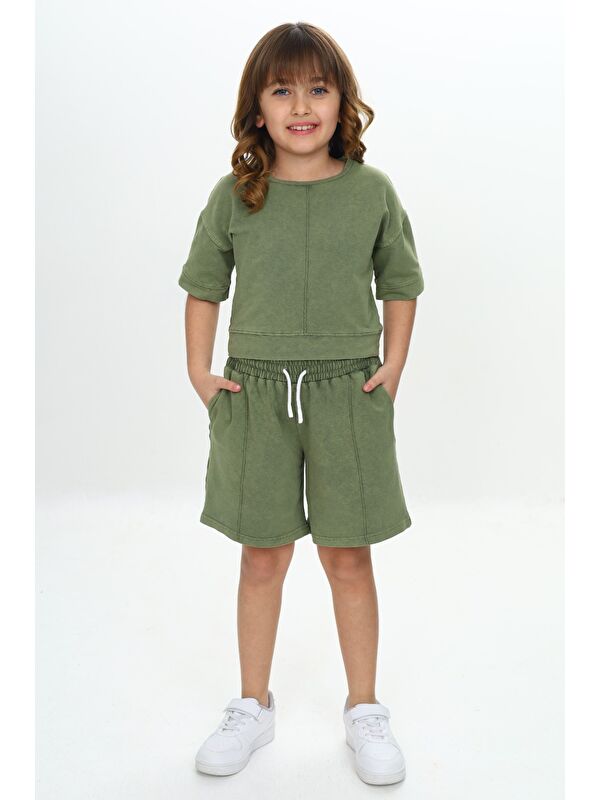 Toontoykids Kız Çocuk Yıkamalı Crop Şortlu Takım