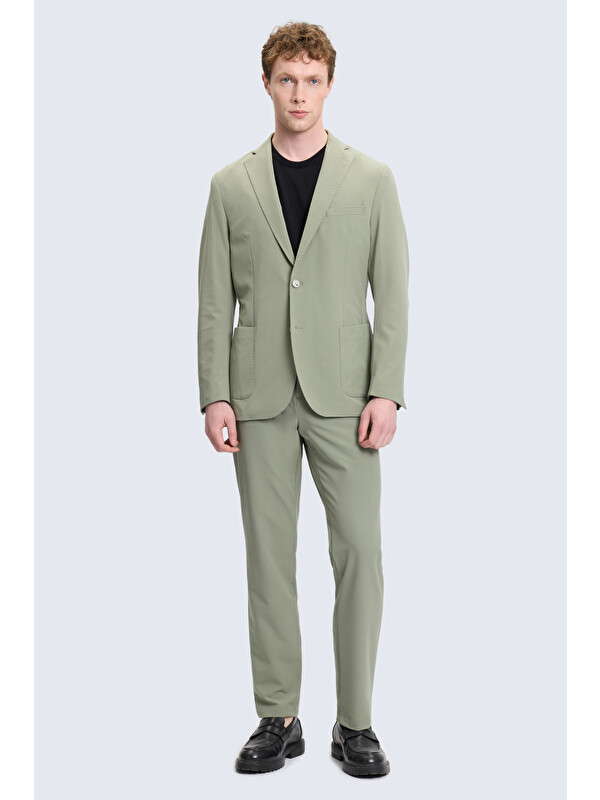 Hatemoğlu Yeşil Slim Fit Mono Yaka Casual Takım Elbise