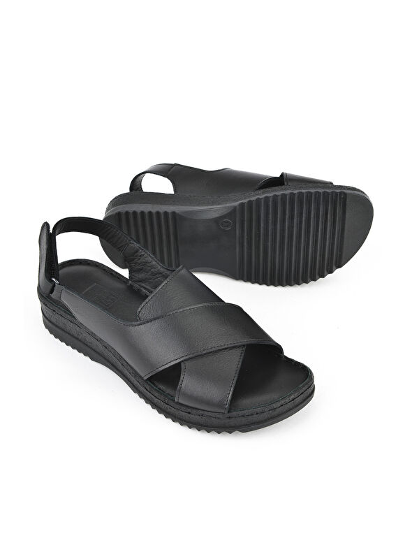 Kadın Hakiki Deri Sandalet 1511051Z036 Siyah - Görsel 5