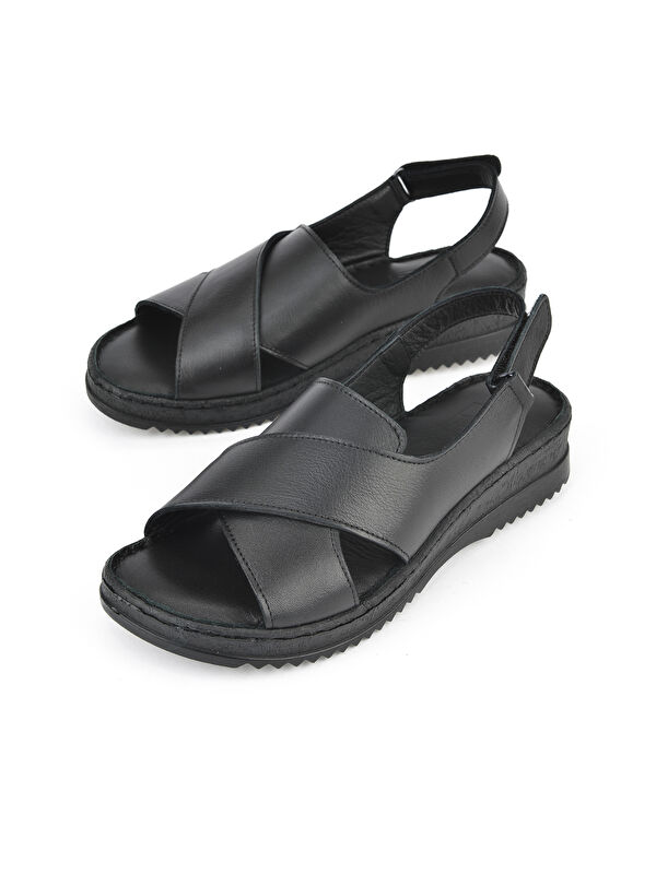 Kadın Hakiki Deri Sandalet 1511051Z036 Siyah - Görsel 6