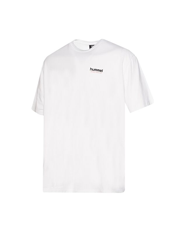 Hummel Sente Oversize Erkek Beyaz Yuvarlak Yaka Spor Tişört