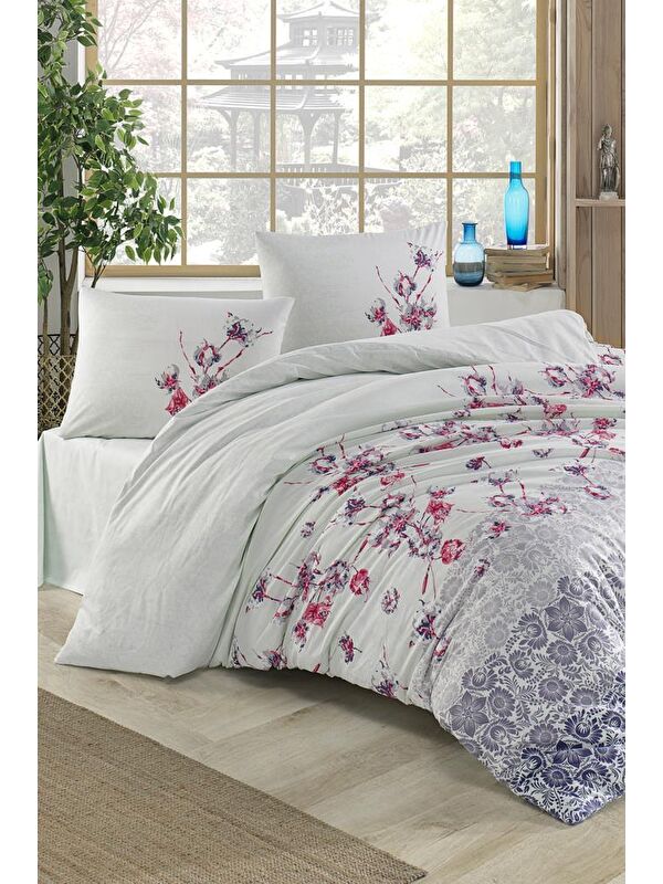 Çeyiz Diyarı Taç Kristal Lida Light Collection Çift Kişilik Nevresim Takımı Mavi