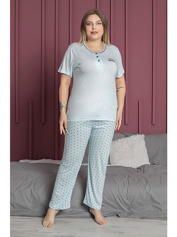 Fullamoda Çizgili Büyük Beden Pijama Takımı