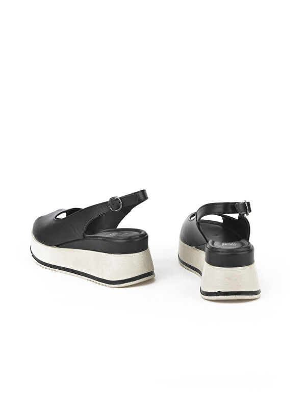 Kadın Hakiki Deri Topuklu Sandalet 151992Z50000 Siyah - Görsel 4