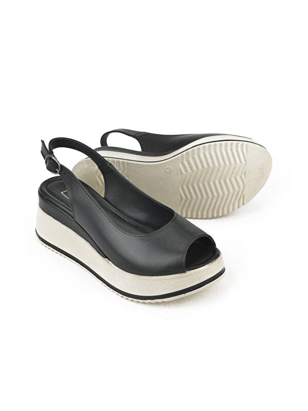 Kadın Hakiki Deri Topuklu Sandalet 151992Z50000 Siyah - Görsel 5