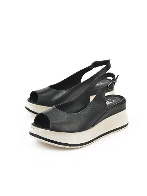 Kadın Hakiki Deri Topuklu Sandalet 151992Z50000 Siyah - Görsel 6