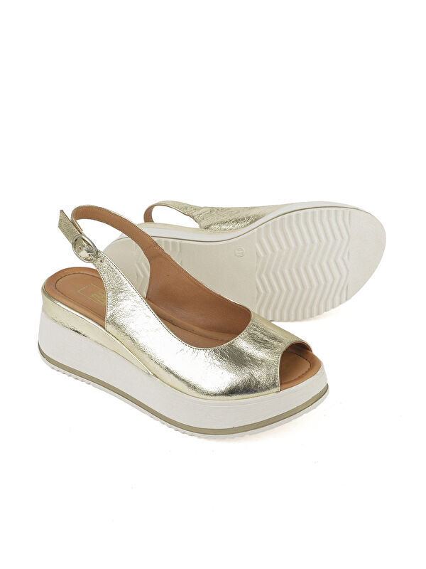 Kadın Hakiki Deri Topuklu Sandalet 151992Z50000 Altın - Görsel 5