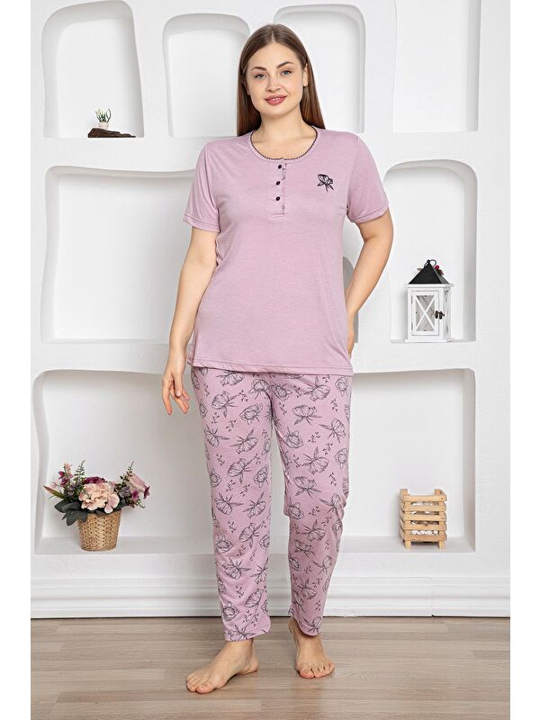 Fullamoda Çizgili Büyük Beden Pijama Takımı