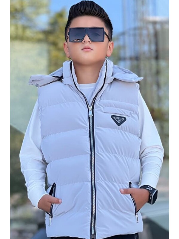 Pina Kids Erkek Çocuk Çıtçıt Kapüşonlu Nova Kumaş Şişme Yelek YLK3026