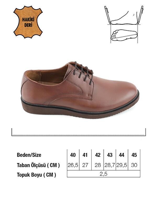 Erkek İç Dış Hakiki Deri Ortopedik Rahat Taban Bağcıklı Ayarlanabilir Günlük Klasik Ayakkabı - Görsel 3