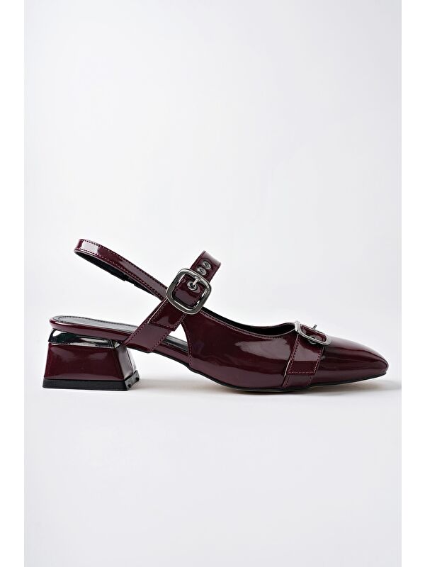 YUQİ Arkası Açık Küt Burun Çift Kemerli Kadın Günlük Klasik Kısa Topuklu Ayakkabı - Görsel 6