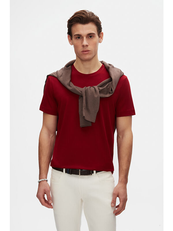 D'S damat Comfort Bordo %100 Pamuk Tişört