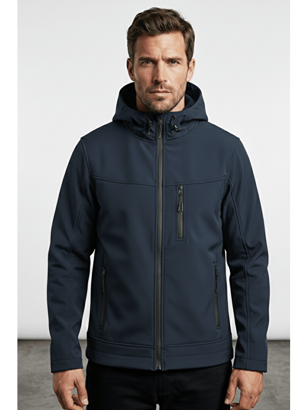Genius Store Erkek Mont İçi Polarlı Softshell Mont Su ve Rüzgar Geçirmez Kapüşonlu Spor Mont