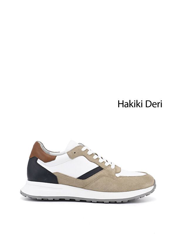 GÖNDERİ(R) Erkek BEYAZ-BEJ Bağcıklı Hakiki Deri Comfort Sneaker