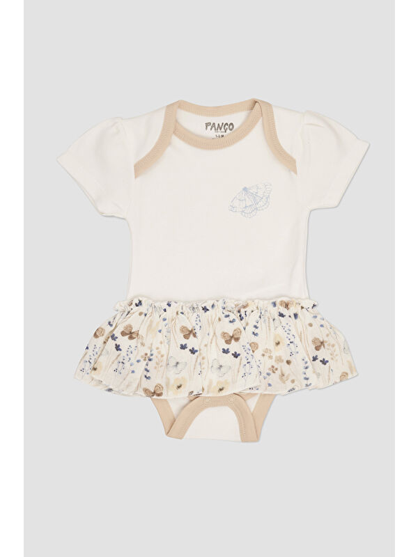Panço Kız Bebek Fırfır Detaylı Ekru Body