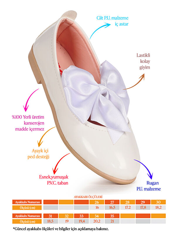 Tari Rugan Fiyonk Lastikli Kız Çocuk Babet Ayakkabı - Görsel 3