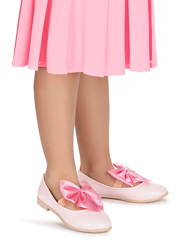 Tari Rugan Fiyonk Lastikli Kız Çocuk Babet Ayakkabı - Görsel 4