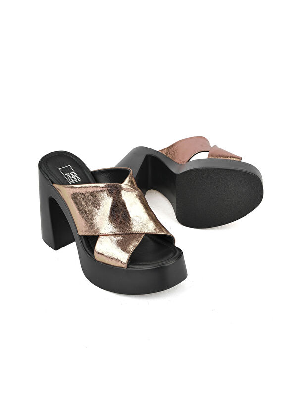 Kadın Hakiki Deri Topuklu Terlik 151992Z66001 Rose - Görsel 5