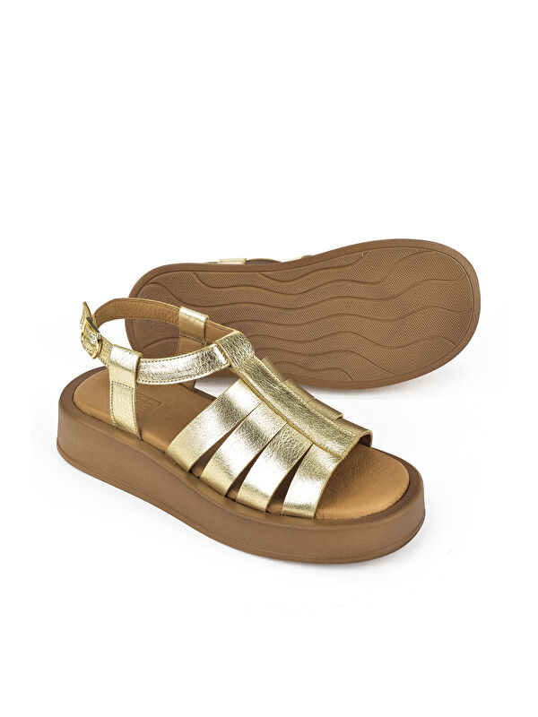Hakiki Deri Kadın Sandalet 1511033Z23069 Gold - Görsel 5