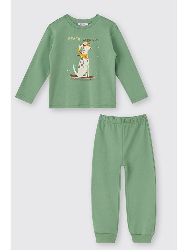 Panço Unisex Çocuk Yeşil Pijama Takımı