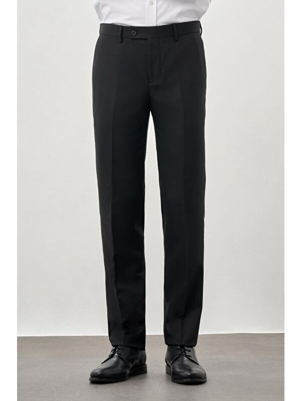 İMZA Siyah Esnek Yandan Cepli Slim Fit Classic Erkek Pantolon 1003245209