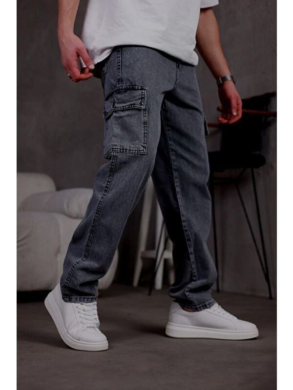 Oksit Prf 011 Yıpratmalı Komando Baggy Fit Jean Kargo Pantolon