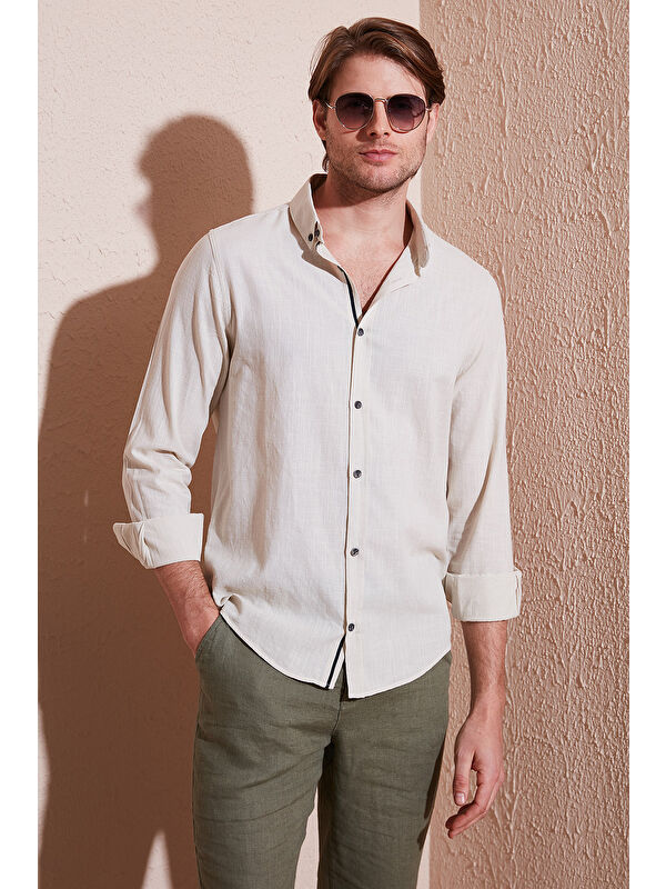 Buratti Regular Fit Düğmeli Yaka %100 Pamuk Erkek Gömlek CF20S111871