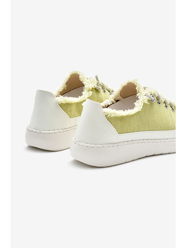 Tonny Black Yeşil Tonny Black Poli Taban Kadın Denim Kumaş Taşlı Bağcıklı Spor Ayakkabı