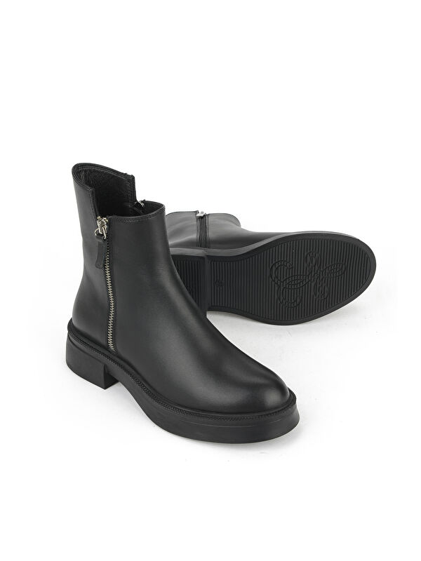 Kadın Hakiki Deri Bot 153359Z343 Siyah - Görsel 5
