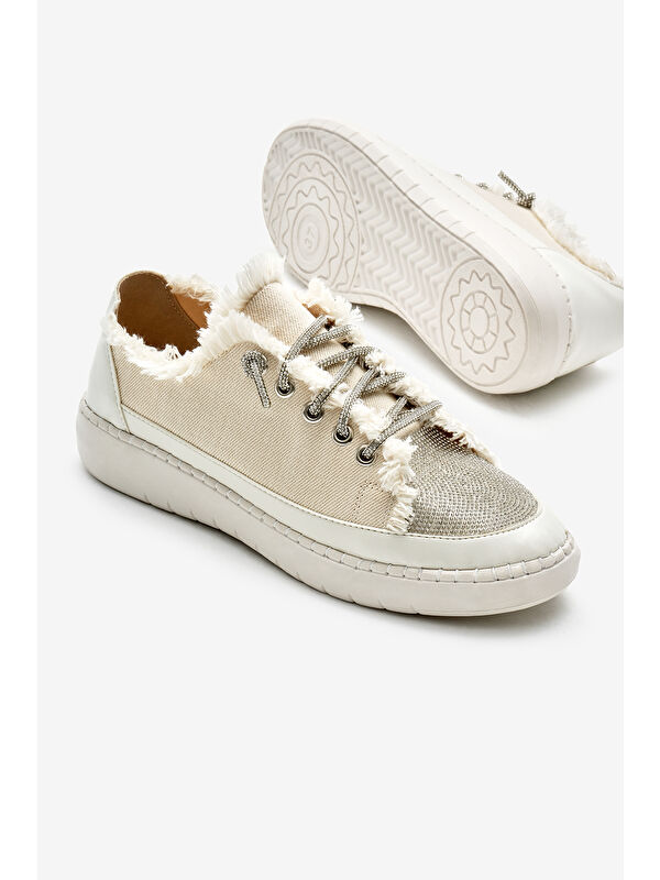 Tonny Black Siyah Tonny Black Poli Taban Kadın Denim Kumaş Taşlı Bağcıklı Spor Ayakkabı