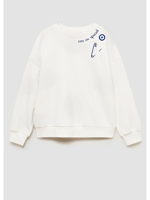 Monila Unisex Nazar Boncuğu Baskılı 3 İplik Kumaş Pamuklu Sweatshirt