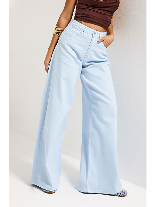 It's Basic Kadın Bebe Mavisi 6s6-103 palazzo Fit Elastan Kumaş Denim Jean