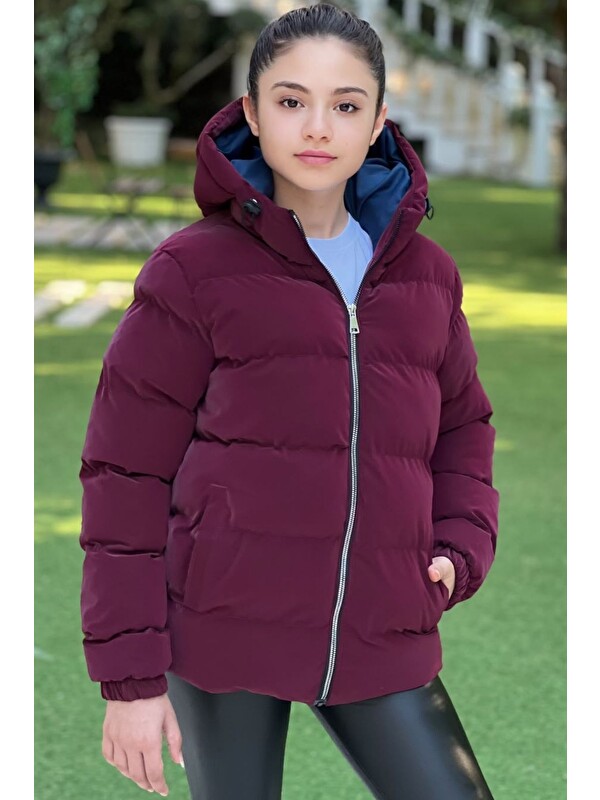 Pina Kids Kız Çocuk Kapüşonlu Cepli Su Geçirmez Nova Kumaş Kışlık Mont KM4011