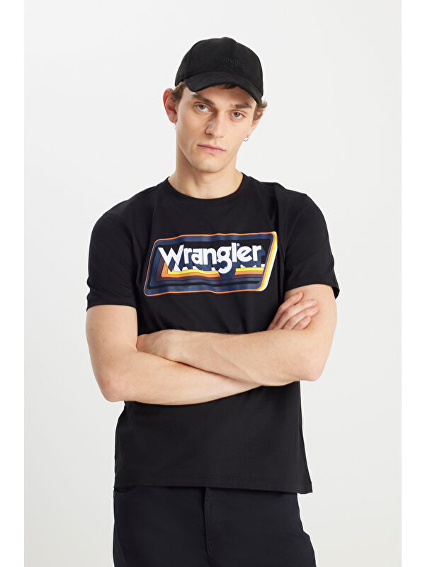 Wrangler Regular Fit Bisiklet Yaka %100 Pamuk Siyah Tişört