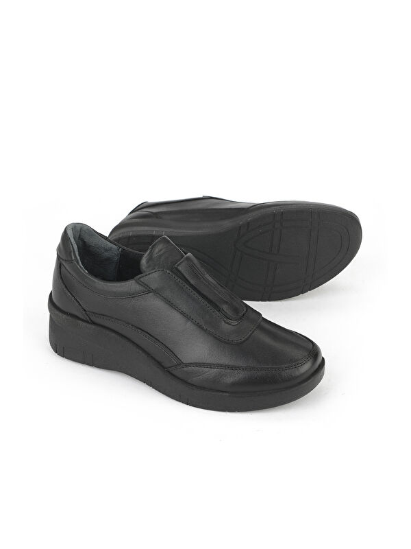 Kadın Hakiki Deri Konfor Ayakkabı 153359Z220 Siyah - Görsel 5