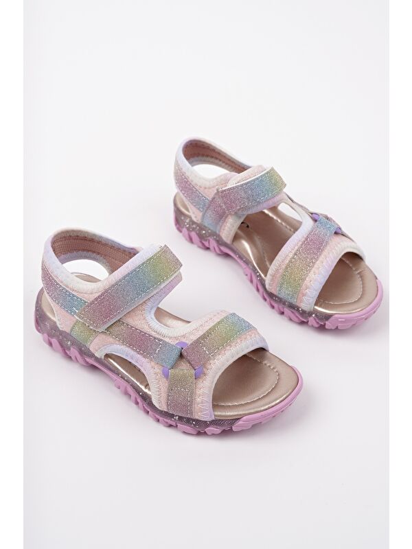 ELON Cırtlı ve Simli Günlük Kız Çocuk Sandalet - Görsel 5