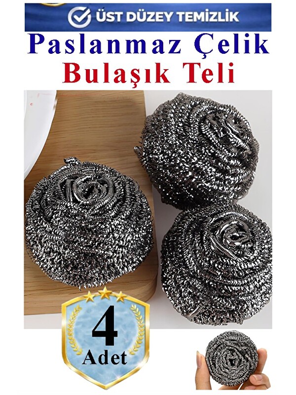 artmaster Bulaşık Teli Ovma Teli 4 Adet Ekonomik Toptel Sürtme Teli Lavabo Mutfak Banyo Temizlik Tel