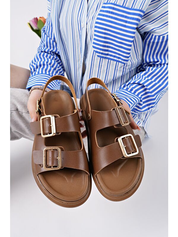 MEGGİE Çift Bantlı Ayarlanabilir Kemerli Günlük Kadın Sandalet - Görsel 2