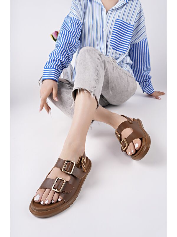 MEGGİE Çift Bantlı Ayarlanabilir Kemerli Günlük Kadın Sandalet - Görsel 3