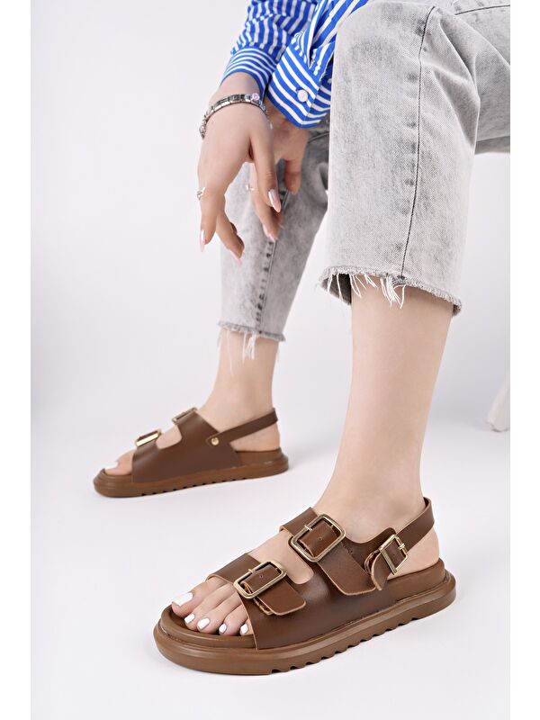 MEGGİE Çift Bantlı Ayarlanabilir Kemerli Günlük Kadın Sandalet - Görsel 4