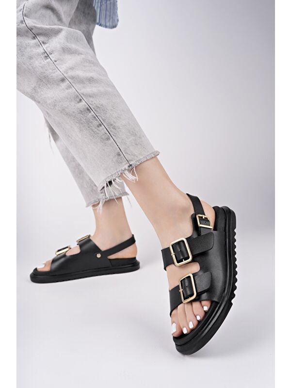 MEGGİE Çift Bantlı Ayarlanabilir Kemerli Günlük Kadın Sandalet - Görsel 4