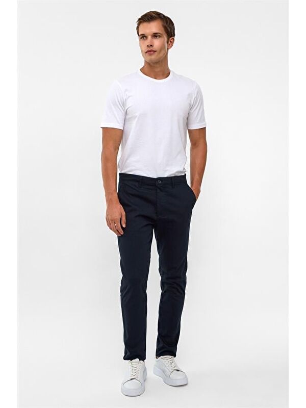 Süvari Lacivert Slim Armürlü Pantolon