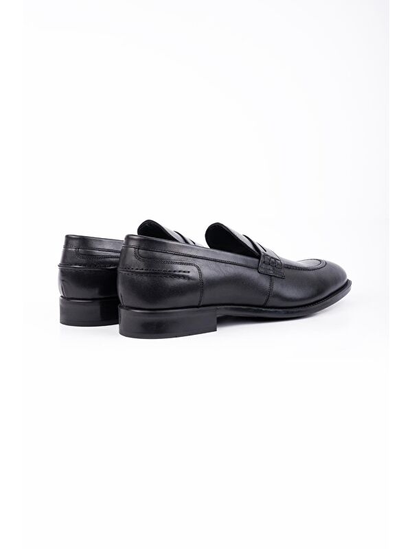 Siyah %100 Deri Analin Bağcıksız Classic Ayakkabı 1033245167 - Görsel 5