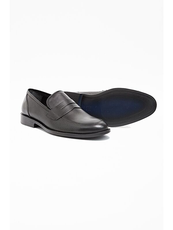 Siyah %100 Deri Analin Bağcıksız Classic Ayakkabı 1033240275 - Görsel 5