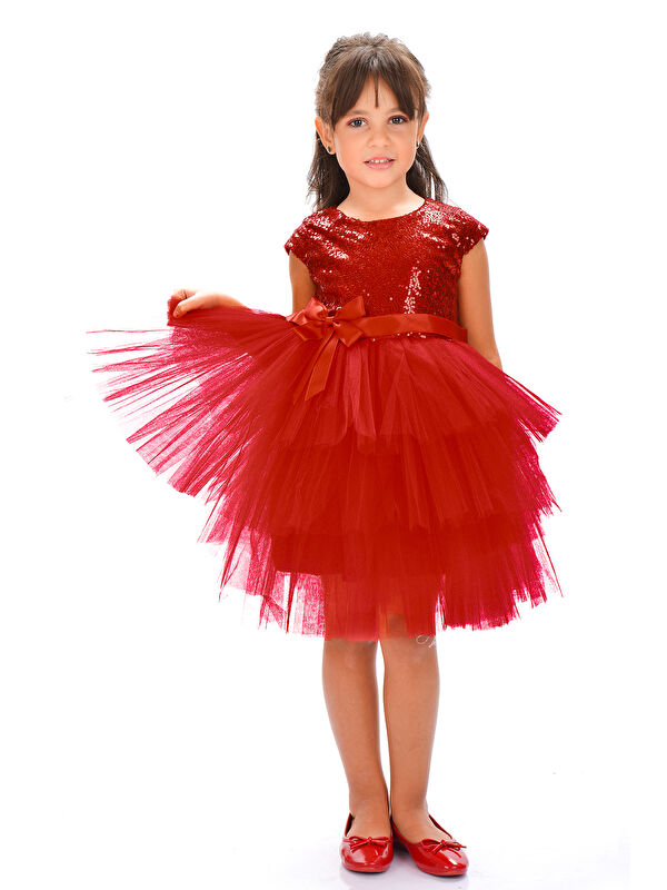 Mnk Baby & Kids Mnk Kız Çocuk Pullu Tüllü Parti Elbisesi