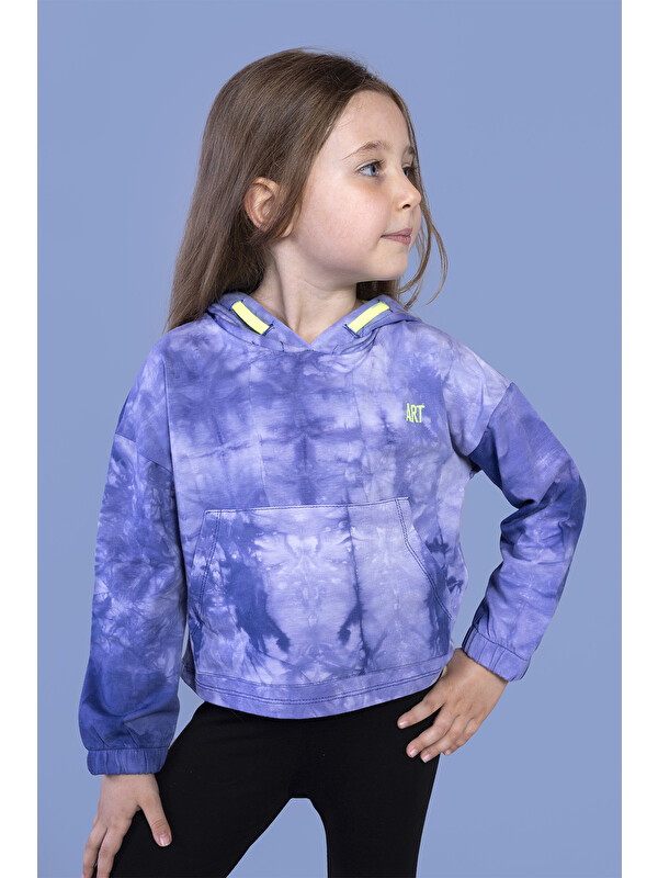 Toontoykids Kız Çocuk Batik Desenli Kapüşonlu Sweatshirt