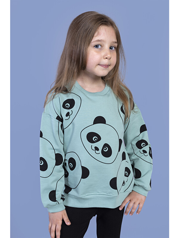 Toontoykids Kız Çocuk Panda Baskılı Sweatshirt